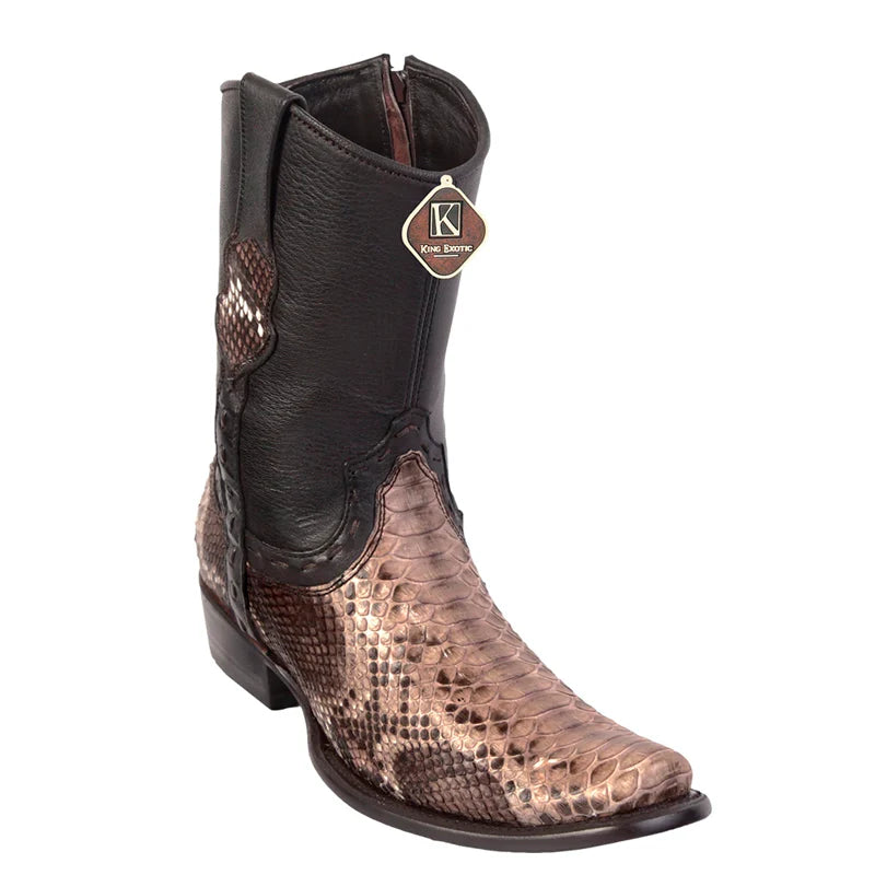 King Exotic 479B5785 Men's Rustic Brown Genuine Python Dubai Toe Cowboy Boots