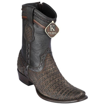 King Exotic 479B8235 Men's Sanded Brown Genuine Caiman Belly Dubai Toe Cowboy Boots