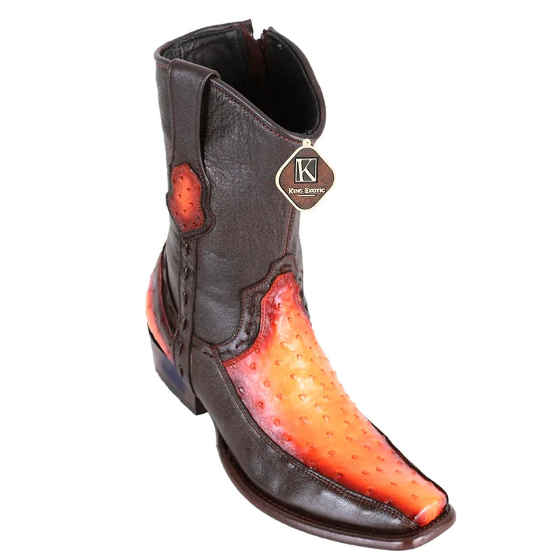 King Exotic 479BF0301 Men's Faded Buttercup Genuine Ostrich/Deer Dubai Toe Cowboy Boots
