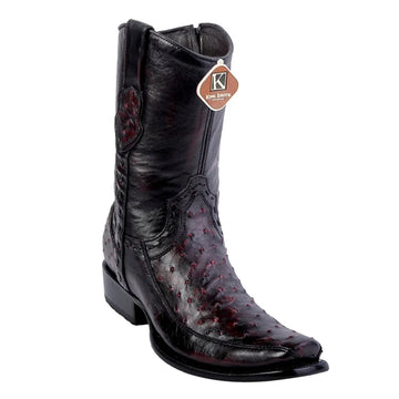 King Exotic 479BF0318 Men's Black Cherry Genuine Ostrich/Deer Dubai Toe Cowboy Boots