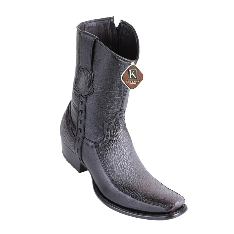 King Exotic 479BF0938 Men's Faded Gray Genuine Shark & Deer Dubai Toe Cowboy Boots