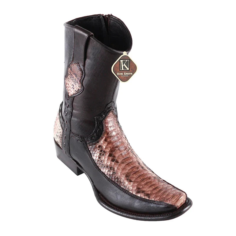 King Exotic 479BF5785 Men's Rustic Brown Genuine Python & Deer Dubai Toe Cowboy Boots