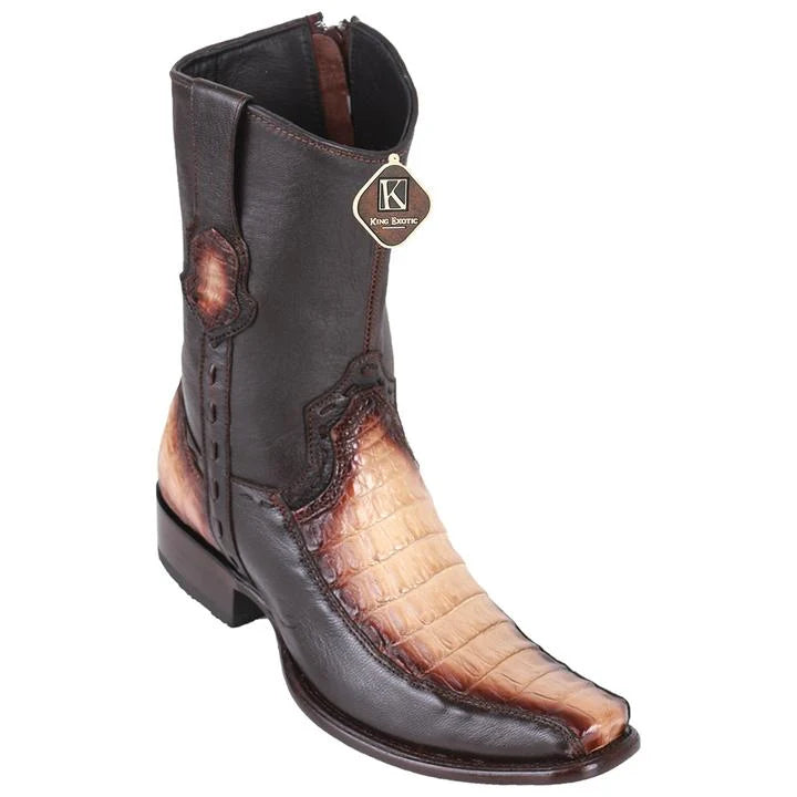 King Exotic 479BF8215 Men's Faded Oryx Genuine Caiman Crocodile Belly/Deer Dubai Toe Cowboy Boots