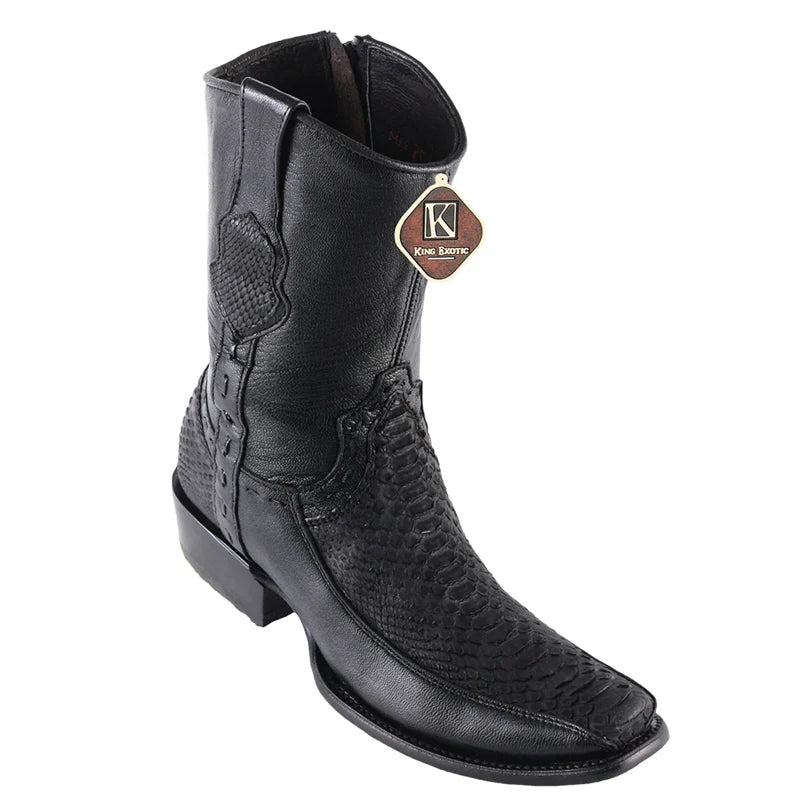 King Exotic 479BFN5705 Men's Black Genuine Python & Deer Dubai Toe Cowboy Boots