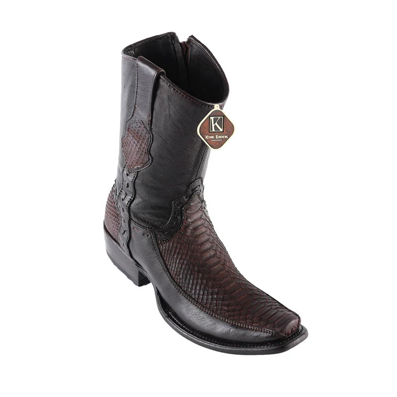 King Exotic 479BFN5707 Men's Brown Genuine Python & Deer Dubai Toe Cowboy Boots