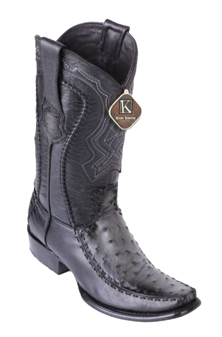 King Exotic 479F0338 Men's Faded Gray Genuine Ostrich/Deer Dubai Toe Cowboy Boots