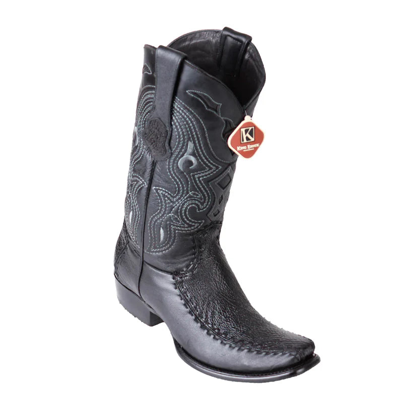 King Exotic 479F0905 Men's Black Genuine Shark & Deer Dubai Toe Cowboy Boots