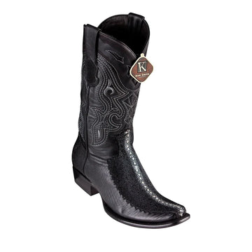 King Exotic 479F1105 Men's Black Genuine Rowstone Stingray & Deer Dubai Toe Cowboy Boots