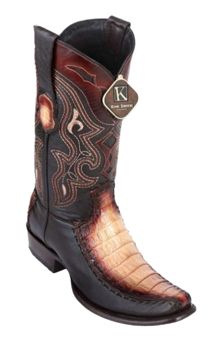 King Exotic 479F8215 Men's Faded Oryx Genuine Caiman Crocodile Belly/Deer Dubai Toe Cowboy Boots