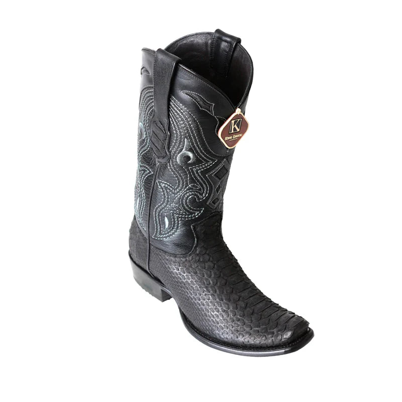 King Exotic 479N5705 Men's Black Genuine Python Dubai Toe Cowboy Boots