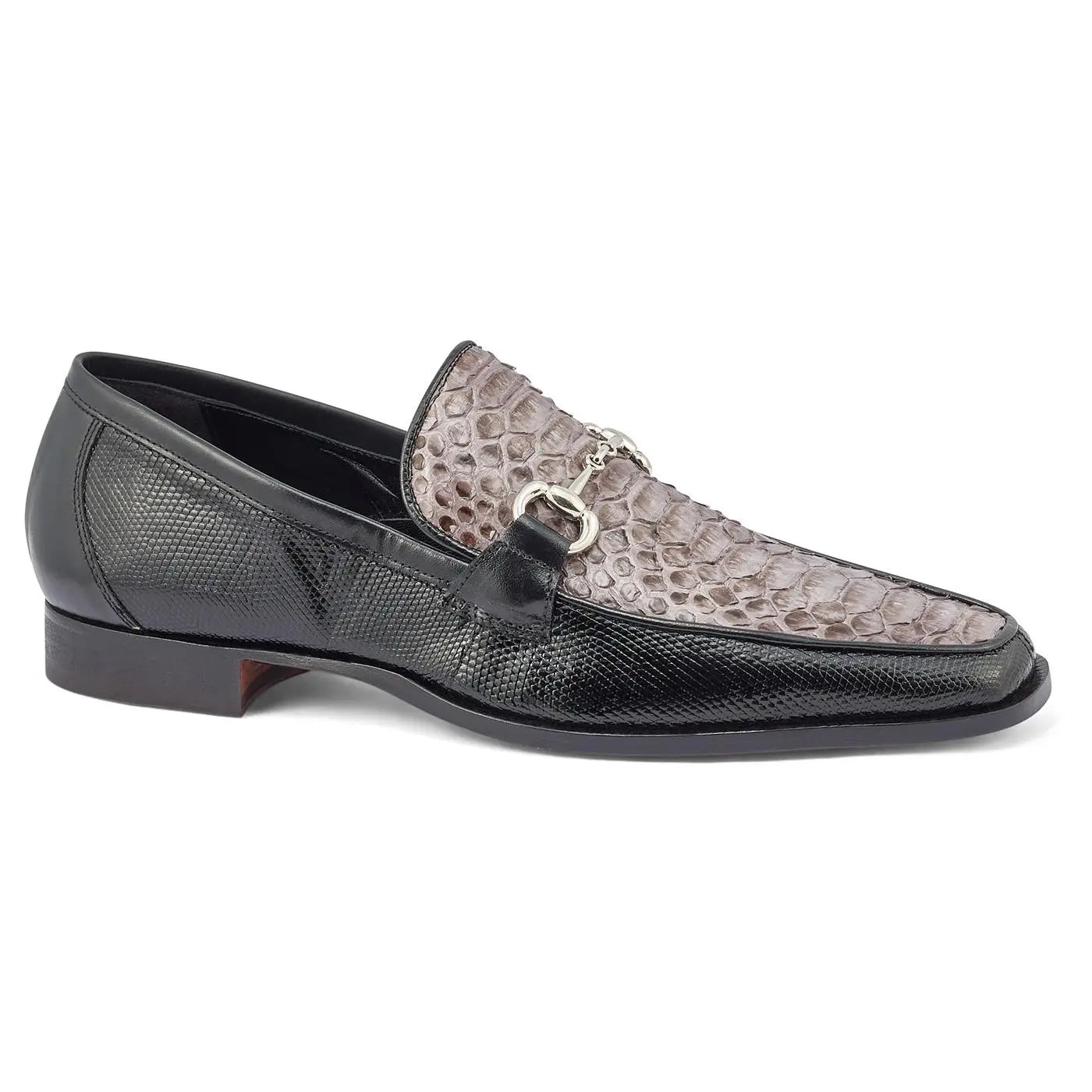 Mauri Priest Black/Grey Genuine Iguana/Python Horsebit Loafer Shoes 4800/2