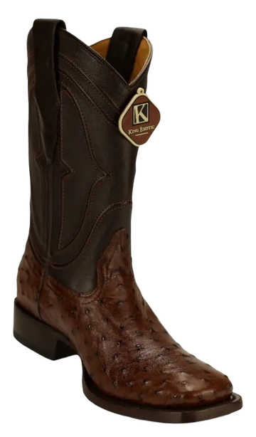 King Exotic 4820360 Men's Kango Genuine Ostrich Wide Square Toe Cowboy Boots