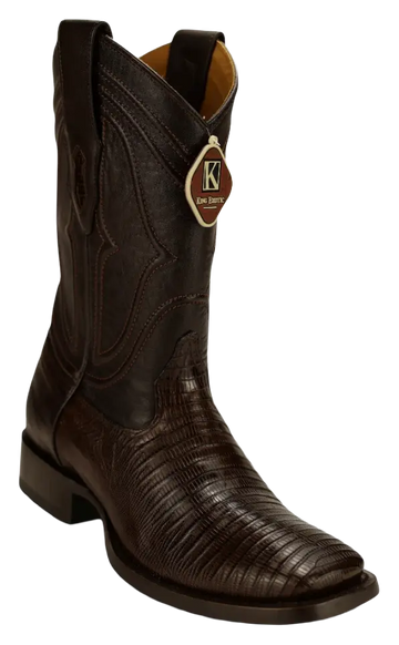 King Exotic 4820707 Men's Brown Genuine Teju Lizard Wide Square Toe Cowboy Boots