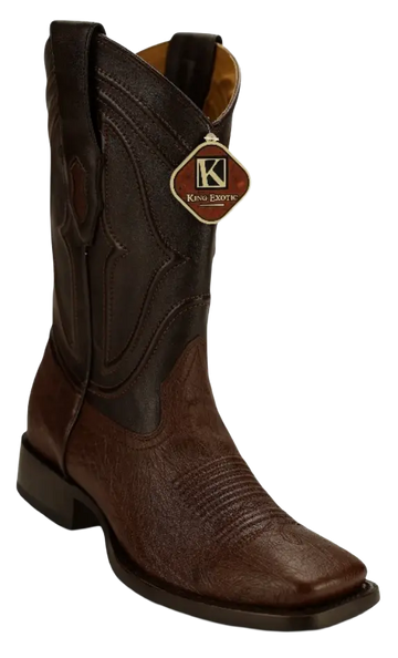 King Exotic 4829707 Men's Brown Genuine Smooth Ostrich Wide Square Toe Cowboy Boots