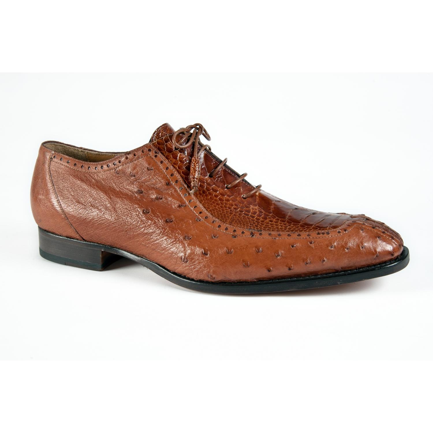 Mauri 4864 Br/y/Gold Genuine Ostrich/Ostrich Leg Lace-Up Shoes