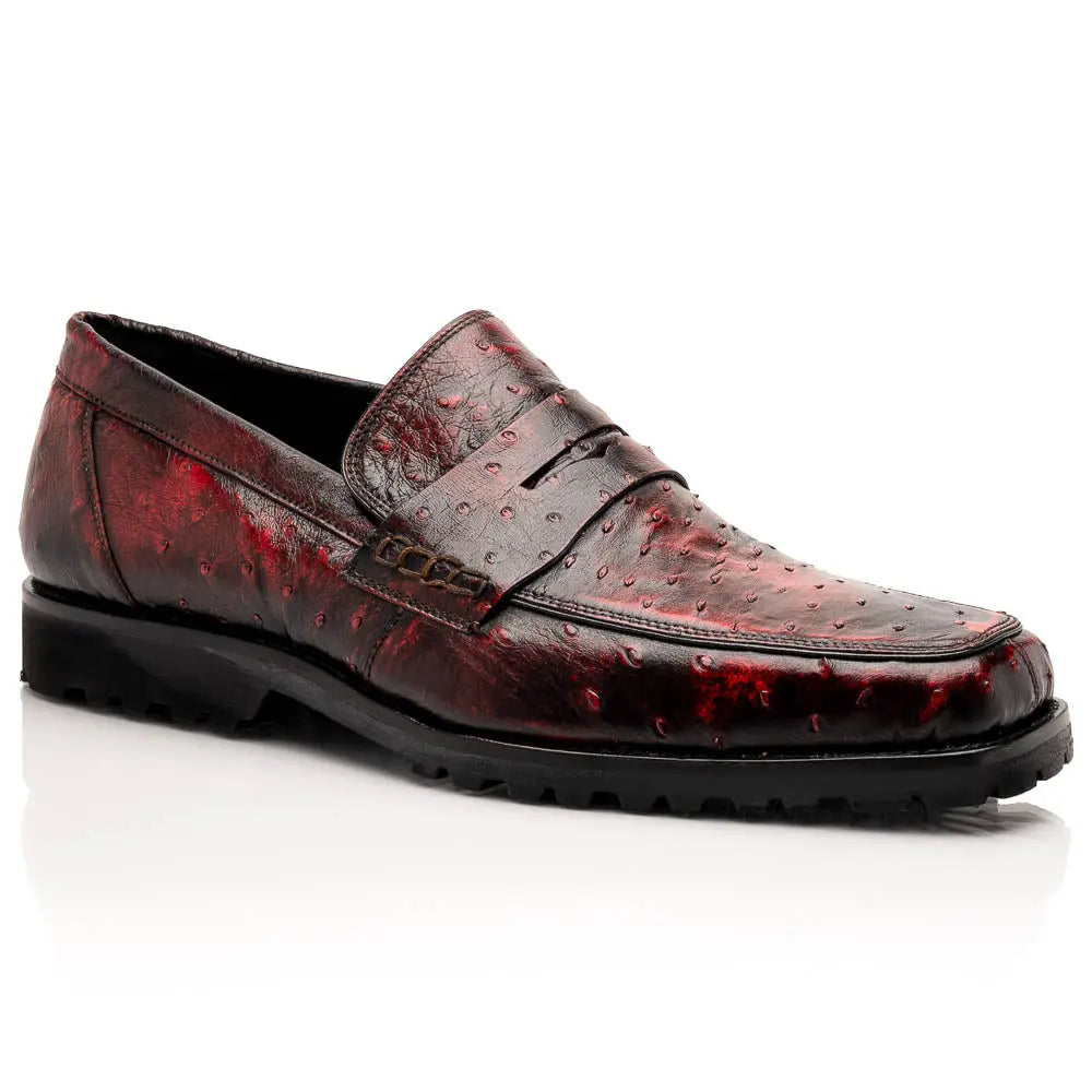 Mauri 4894/8 Black Cherry Genuine Ostrich Loafers