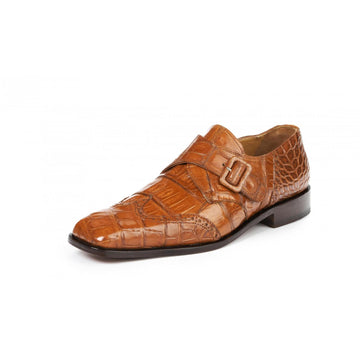 Mauri Preacher 4913 Cognac Genuine Body Alligator/Baby Crocodile Monk Strap Loafer Shoes