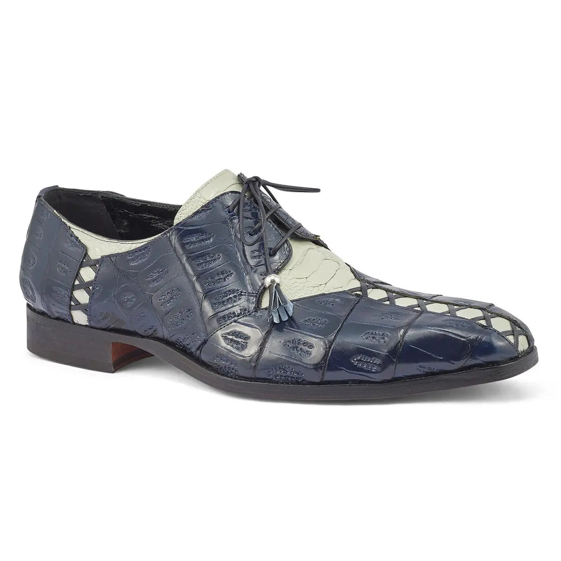 Mauri Bumby Arce Raindrops/Wonder Blue Genuine Crocodile/Ostrich Leg Derby Oxford Shoes 4942