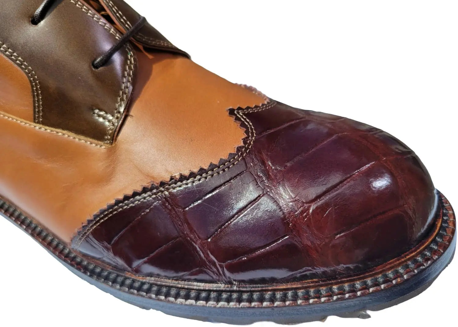 Mauri 4949/3 Sport Rust Genuine Body Alligator/Calfskin Wingtip Ankle Boots