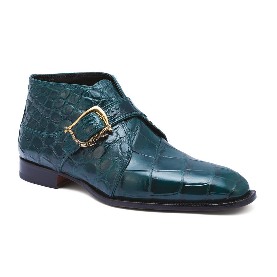 Mauri 4955 Esquire Hunter Green Genuine Alligator Monk Strap Alligator Ankle Boots