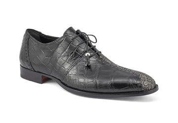 Mauri 4975/2 Black/White Genuine Body Alligator & Matahari Fabric Shoes