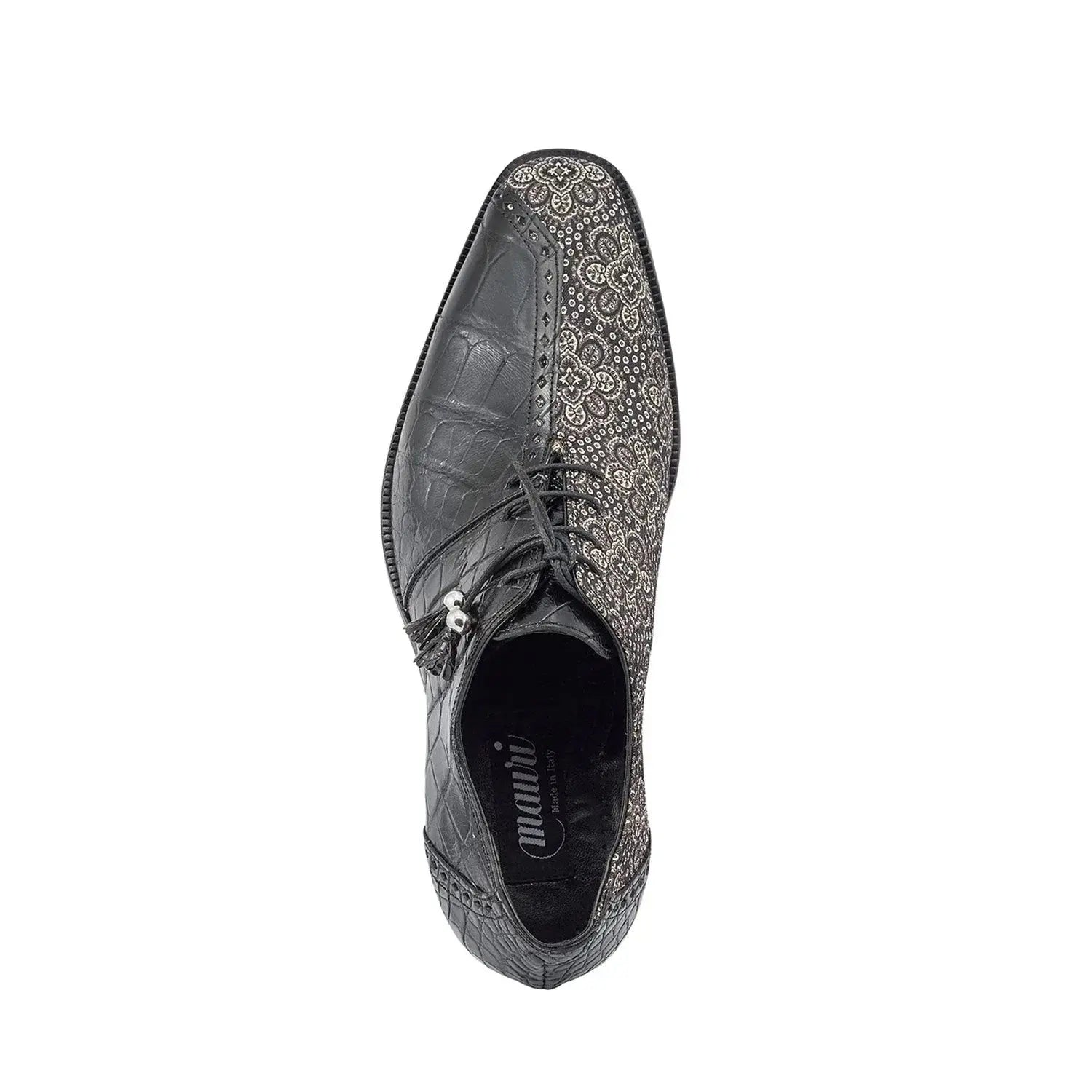 Mauri 4975/2 Black/White Genuine Body Alligator & Matahari Fabric Shoes