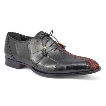 Mauri 4975/2 Black/Coral Genuine Body Alligator & Matahari Fabric Shoes