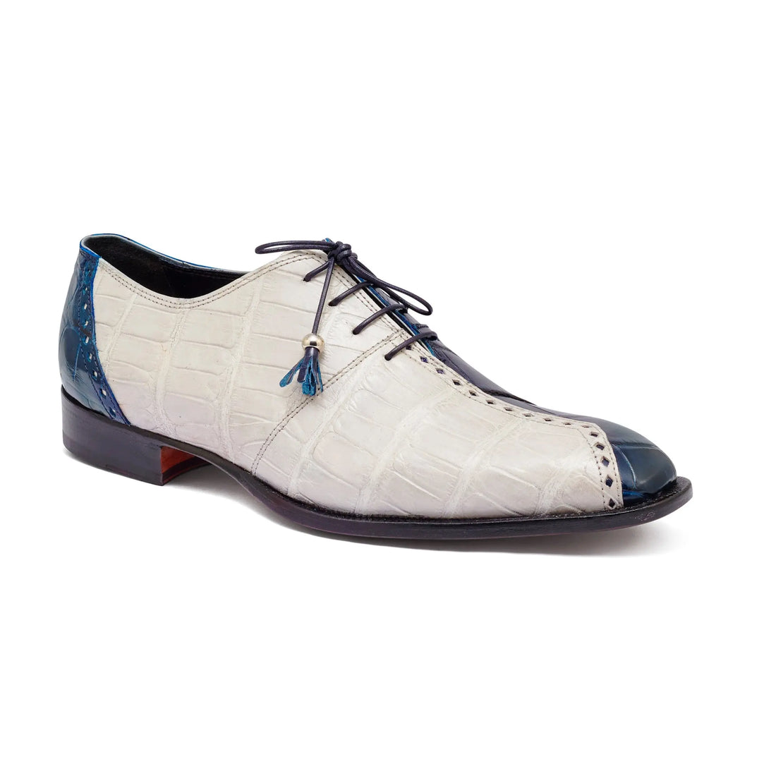 Mauri 4975 Wonder Blue/Acre Raindrops Genuine Alligator Oxfords