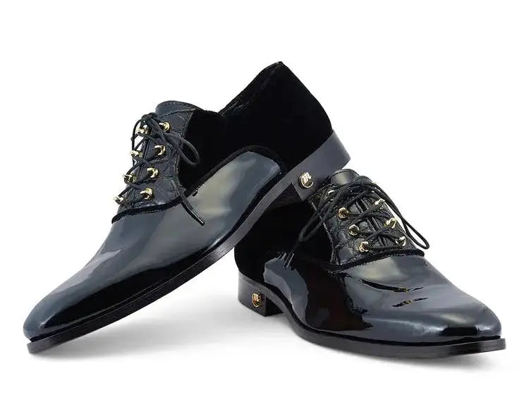 Mauri 4993 Black Genuine Alligator/Velvet/Patent Leather Oxfords