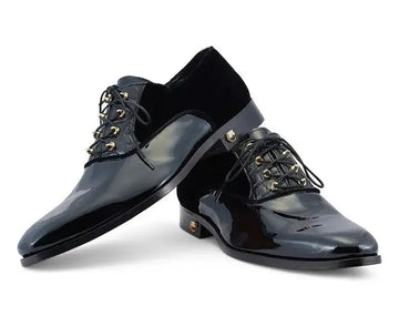 Mauri 4993 Black Genuine Alligator/Velvet/Patent Leather Oxfords