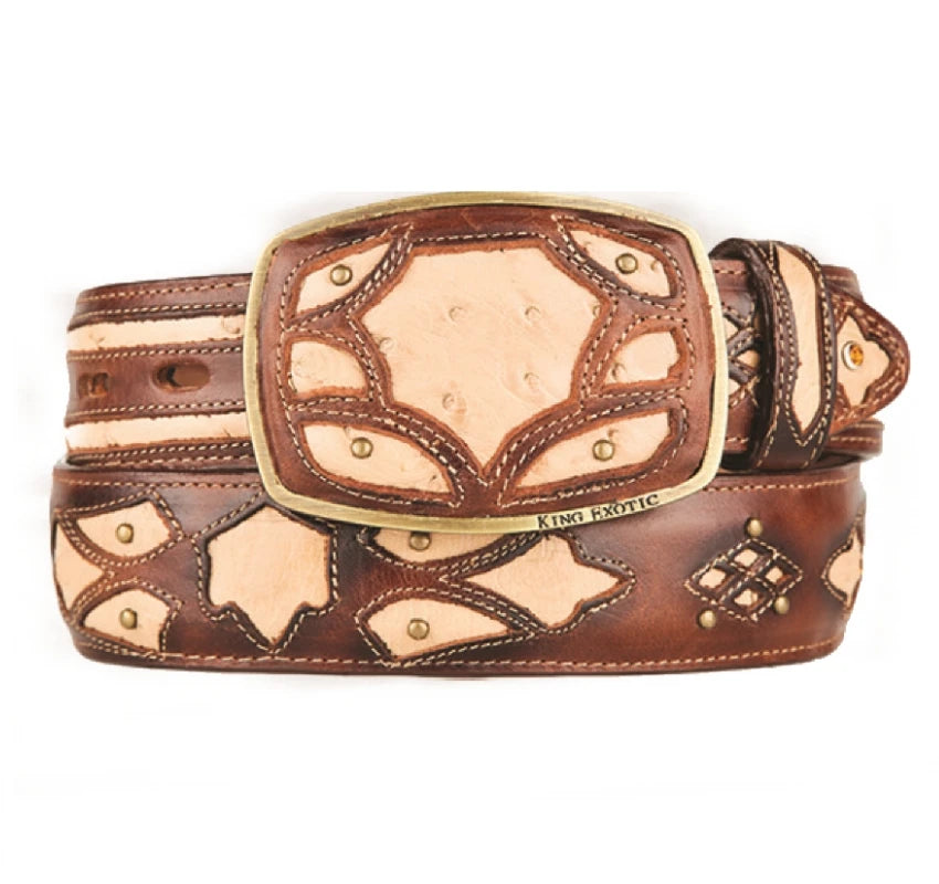 King Exotic 4C11F0315 Faded Oryx Genuine Ostrich Cowboy Belt