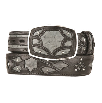 King Exotic 4C11F0338 Faded Gray Genuine Ostrich Cowboy Belt