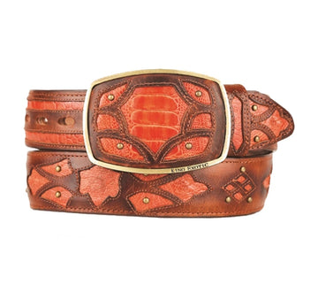 King Exotic 4C11F0557 Faded Cognac Genuine Ostrich Leg Cowboy Belt