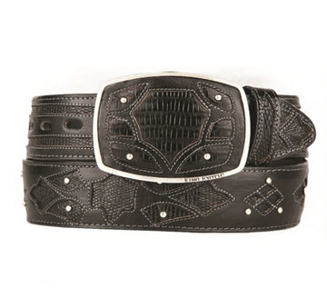 King Exotic 4C11F0705 Black Genuine Teju Lizard Cowboy Belt