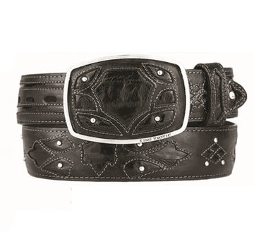 King Exotic 4C11F0805 Black Genuine Eel Cowboy Belt