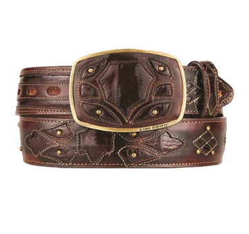 King Exotic 4C11F0816 Faded Brown Genuine Eel Cowboy Belt