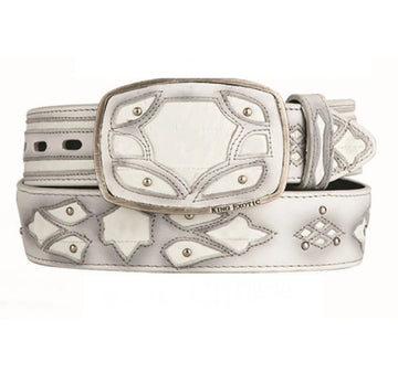 King Exotic 4C11F0828 White Genuine Eel Cowboy Belt
