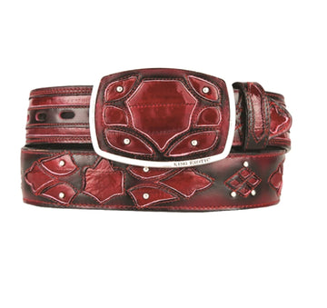 King Exotic 4C11F0843 Faded Burgundy Genuine Eel Cowboy Belt