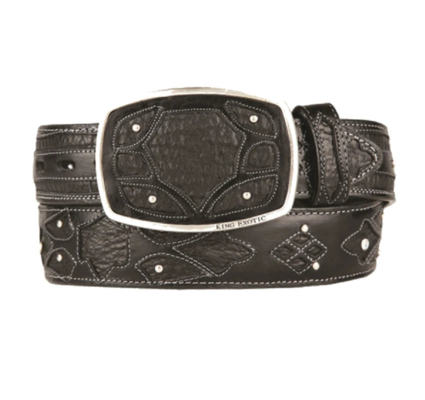 King Exotic 4C11F0905 Black Genuine Shark Cowboy Belt