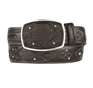 King Exotic 4C11F0905 Black Genuine Shark Cowboy Belt