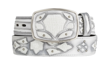 King Exotic 4C11F0928 White Genuine Shark Cowboy Belt
