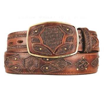 King Exotic 4C11F0959 Tobacco Brown Genuine Shark Cowboy Belt