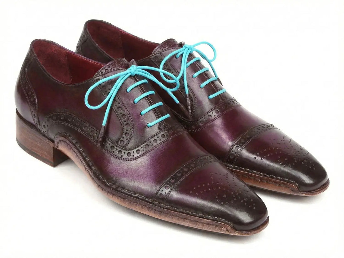 Paul Parkman Men's Purple Handsewn Cap Toe Oxfords (ID#5032-PRP) PAUL PARKMAN