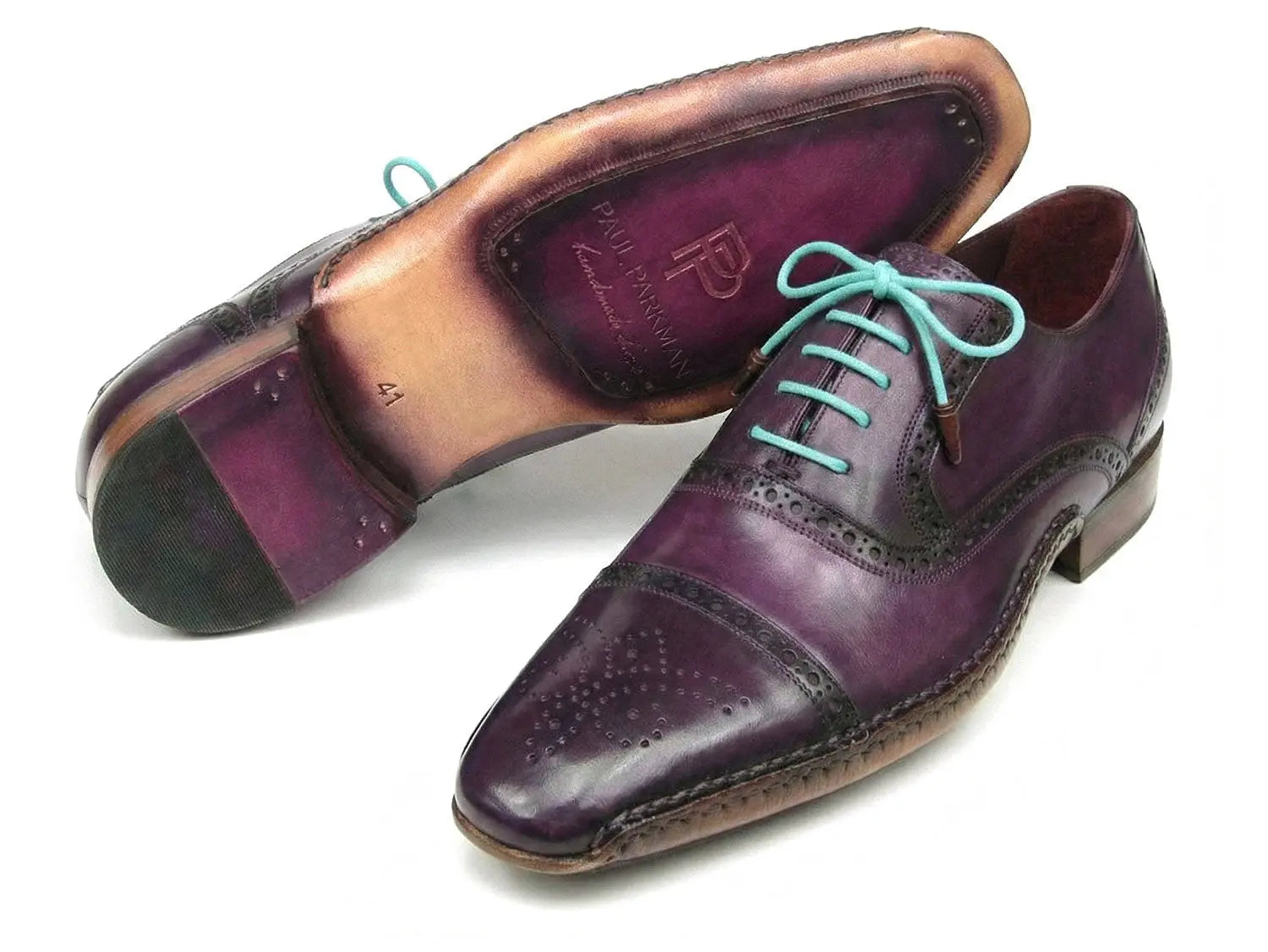 Paul Parkman Men's Purple Handsewn Cap Toe Oxfords (ID#5032-PRP) PAUL PARKMAN
