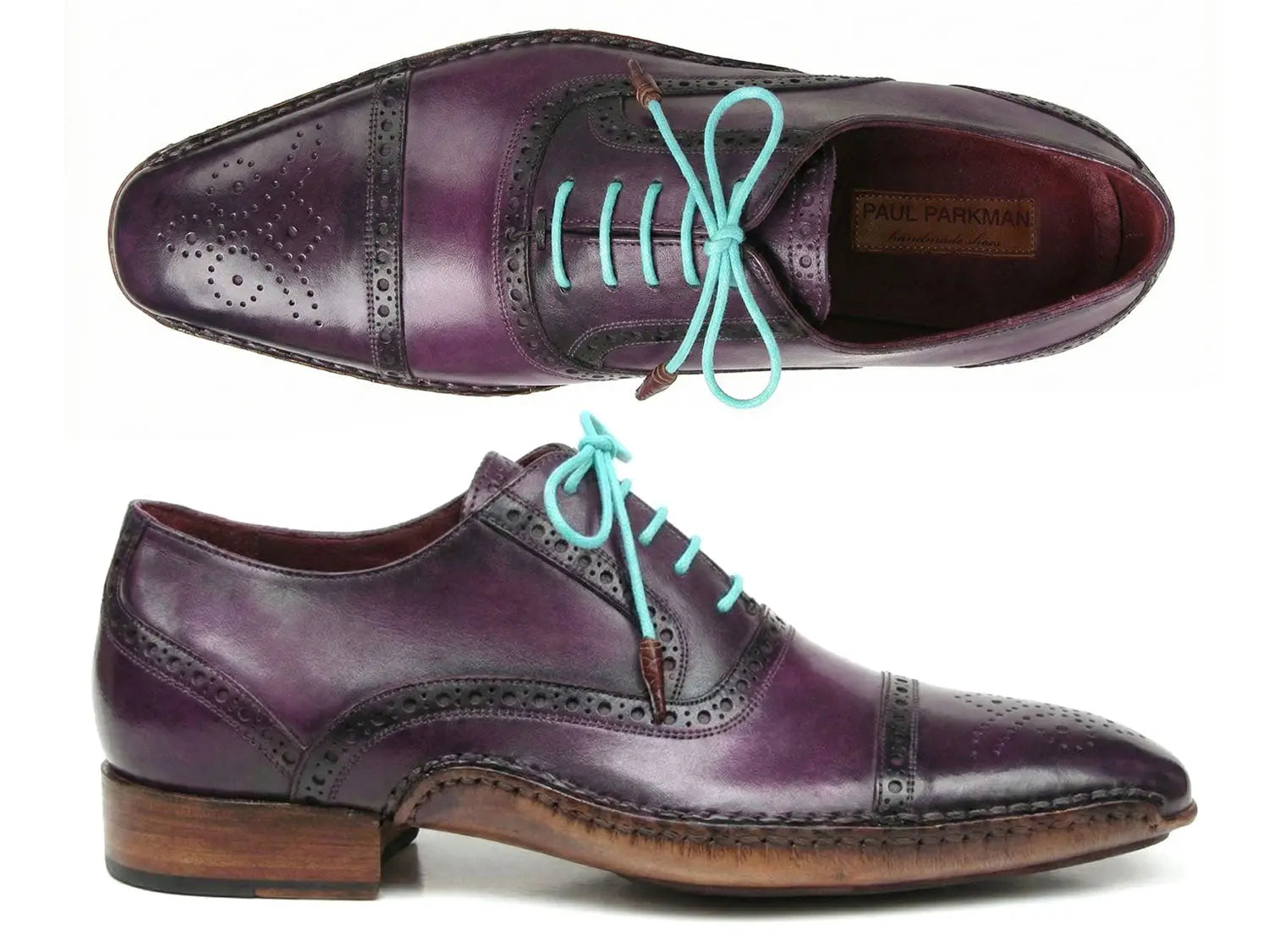 Paul Parkman Men's Purple Handsewn Cap Toe Oxfords (ID#5032-PRP) PAUL PARKMAN