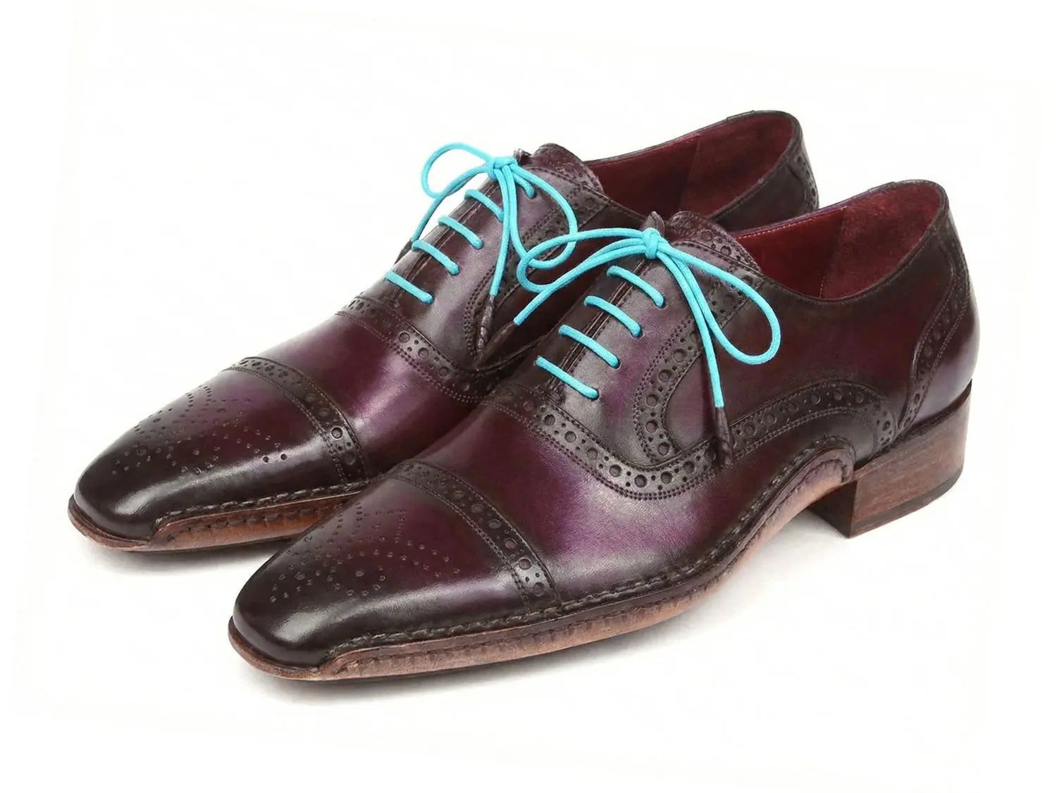 Paul Parkman Men's Purple Handsewn Cap Toe Oxfords (ID#5032-PRP) PAUL PARKMAN
