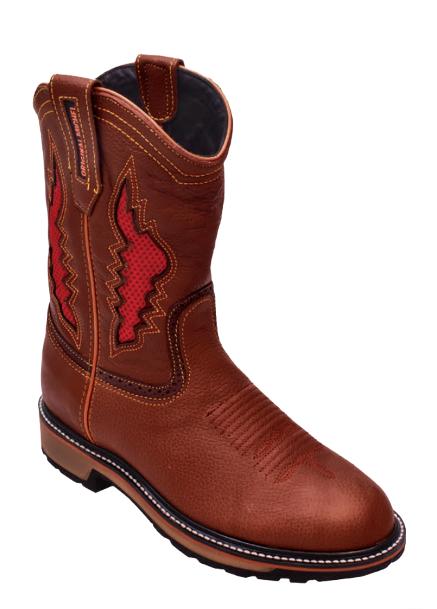Michel 5032707 Brown Genuine Cowhide Leather Round Toe Cowboy Boots
