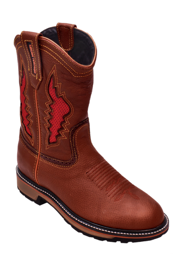 Michel 5032707 Brown Genuine Cowhide Leather Round Toe Cowboy Boots