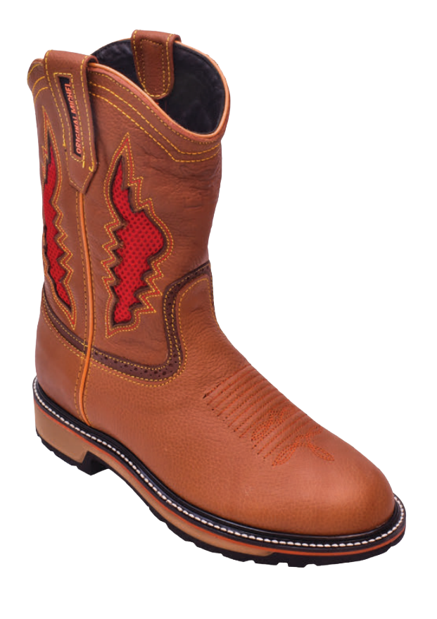 Michel 5032751 Honey Genuine Cowhide Leather Round Toe Cowboy Boots