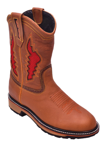 Michel 5032751 Honey Genuine Cowhide Leather Round Toe Cowboy Boots